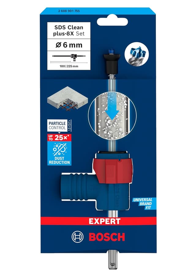Detalle 2 de Coffret de forets pour perforateur Bosch EXPERT SDS Clean plus-8X (SDS plus) – pour béton armé, Ø 6,0 mm