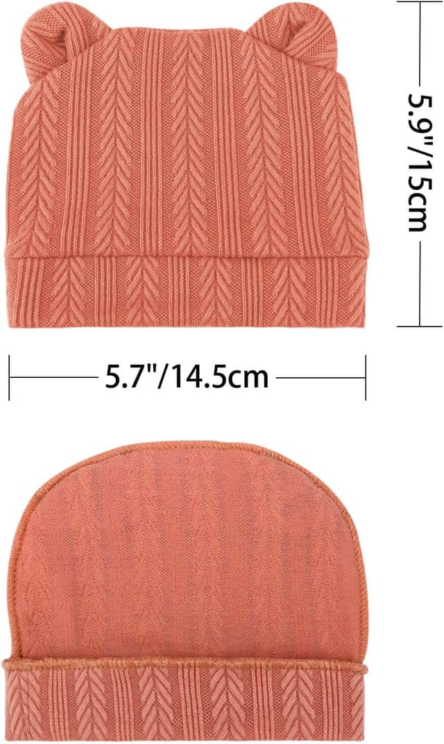 Detalle 1 de DRESHOW Newborn Beanie Hat and Gloves (96% cotton, 0–6 months) – 4 hats & 4 mittens