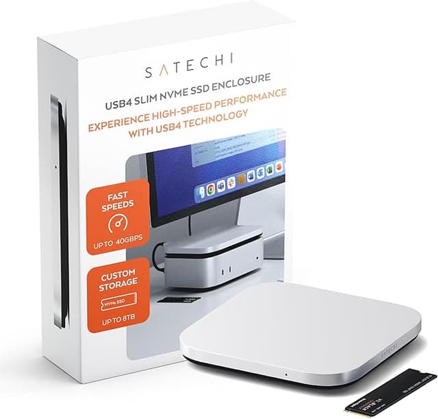 Detalle de SATECHI Carcasa SSD NVMe USB4 para Mac Mini M4 ⚡