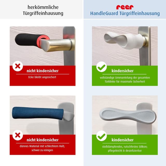 Thumbnail 6 de Reer HandleGuard protezione maniglia: set di 4 paracolpi in silicone per porte