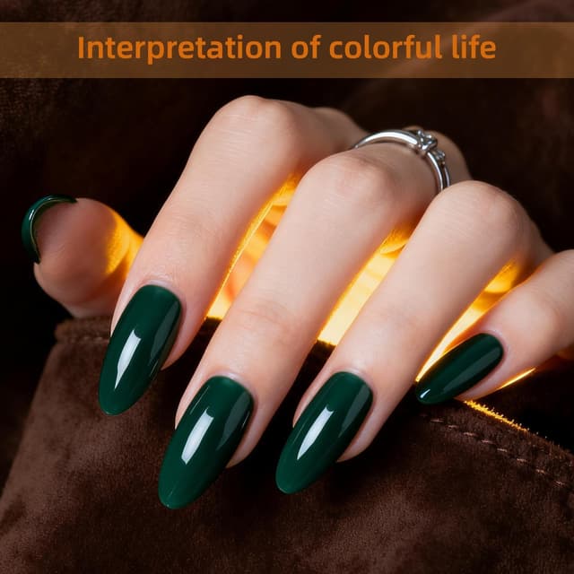 Detalle 2 de JODSONE set smalto gel con glitter (10 colori) nero, rosso, verde e argento + base e top coat