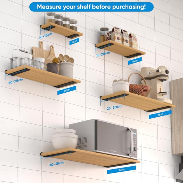 Thumbnail 6 de TESSTINA Équerres d’étagère 30 cm lot de 8 noir