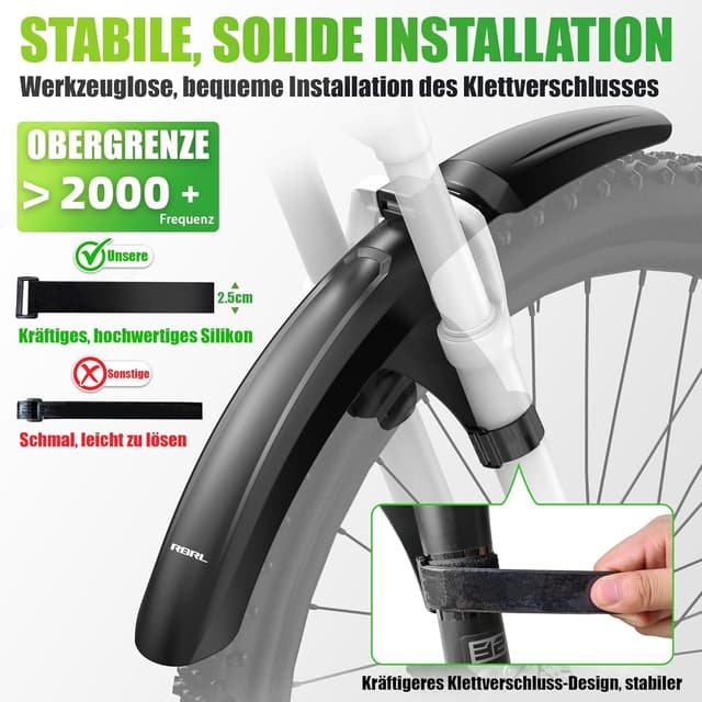 Detalle de RBRL Fahrrad-Schutzblech-Set vorne & hinten für MTB-Reifen (27,5/29 Zoll, bis 3,0")
