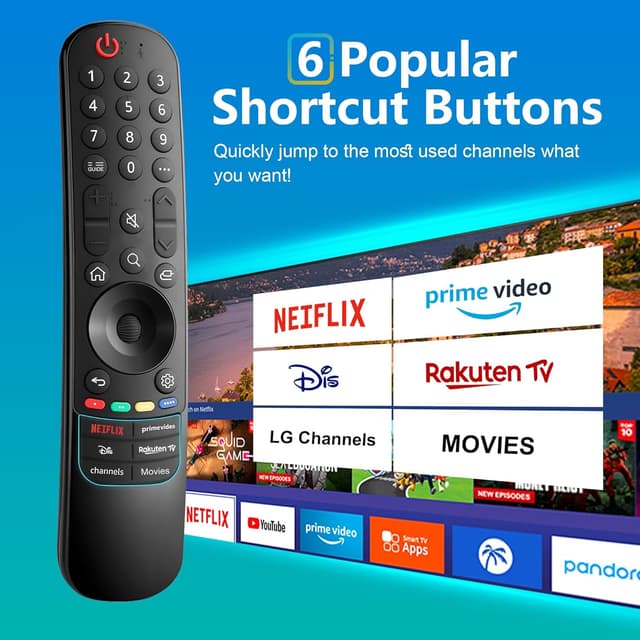 Detalle 2 de Replacement for LG Magic Remote (MR23/MR24/MR22/MR21/MR20GA/MR19BA/MR18BA) – Universal IR Remote for Many LG OLED, QNED & NanoCell TVs (No Voice/No Pointer)