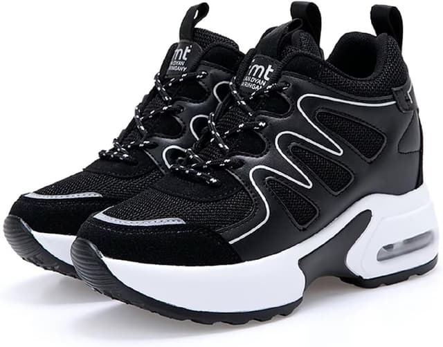 Detalle 2 de TQGOLD Basket femme compensée à talon 8 cm en sneaker plateforme, lacets