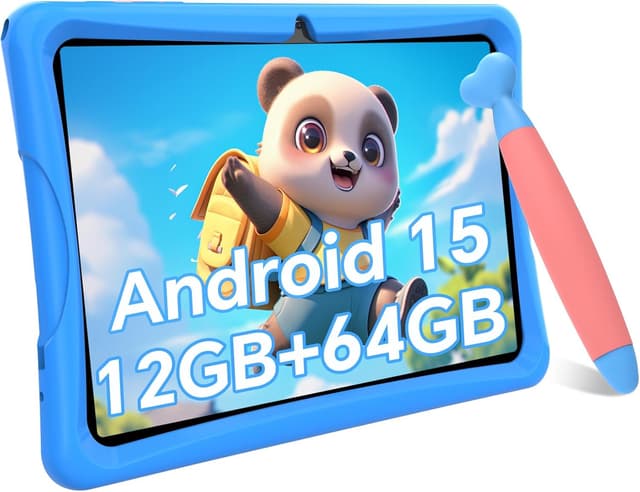 Detalle de TABWEE Kids Tablet 10 inch (Android 15) with Parental Control, 12GB RAM / 64GB ROM + 2TB expansion, includes case & stylus