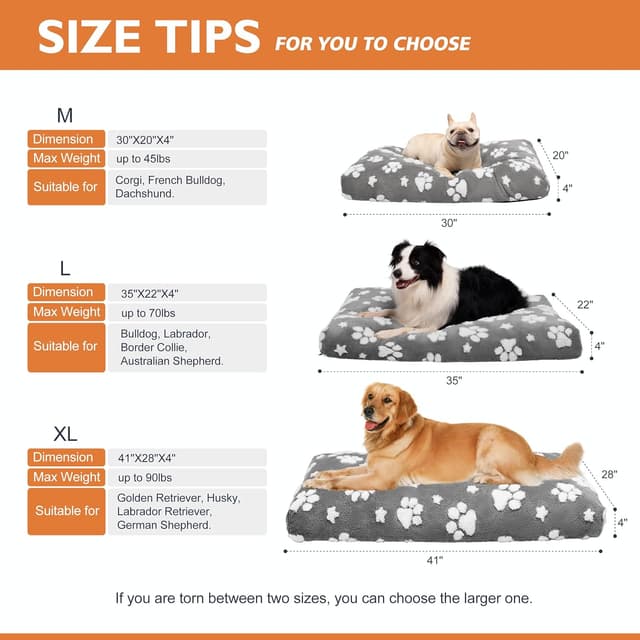 Thumbnail 6 de Yaning dog bed for large dogs (89x56x10cm) with removable washable cover and anti-slip base, grey paw