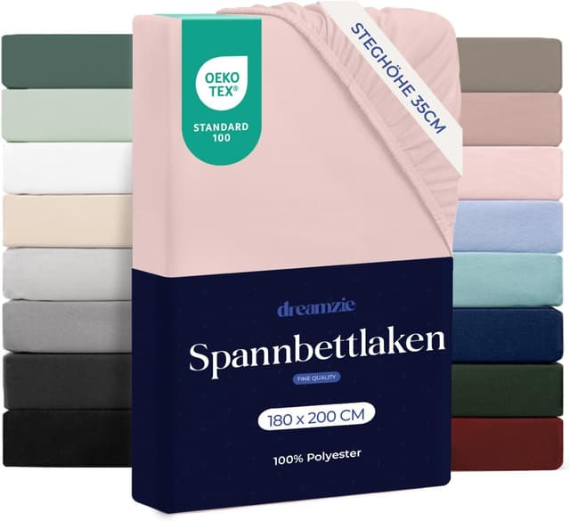 Detalle de Dreamzie Spannbettlaken 180x200 cm Mikrofaser Rosa