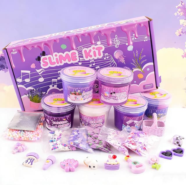 Detalle 2 de 6 Pack Slime Kit (Purple Dream Slime) — Cloud Butter & Crystal Clear Slime Variety Set for Kids