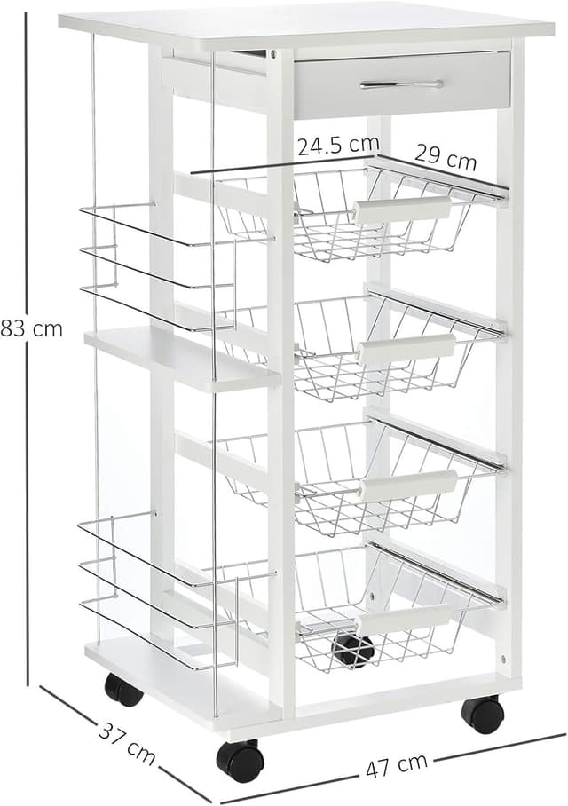 Thumbnail 6 de HOMCOM Desserte Cuisine blanc 47x37x83 cm