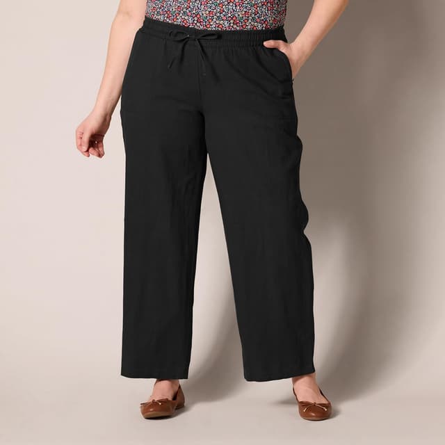 Detalle 2 de Pull On Linen Blend Wide Leg Pants