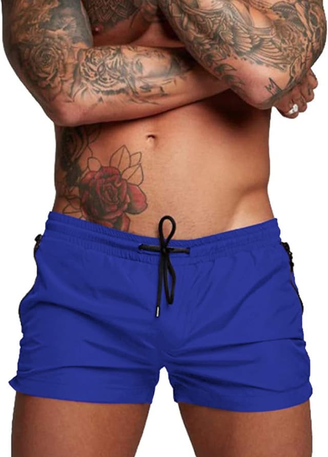 Detalle de COOFANDY Men’s Quick-Dry Swim Trunks with Mesh Lining, Elastic Waist & Zipper Pockets