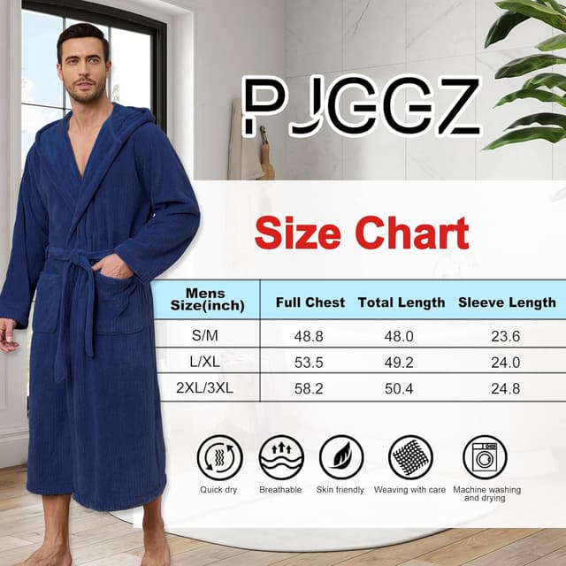 Thumbnail 5 de PJGGZ Men's Hooded Towel Robe - Quick Dry 🧖