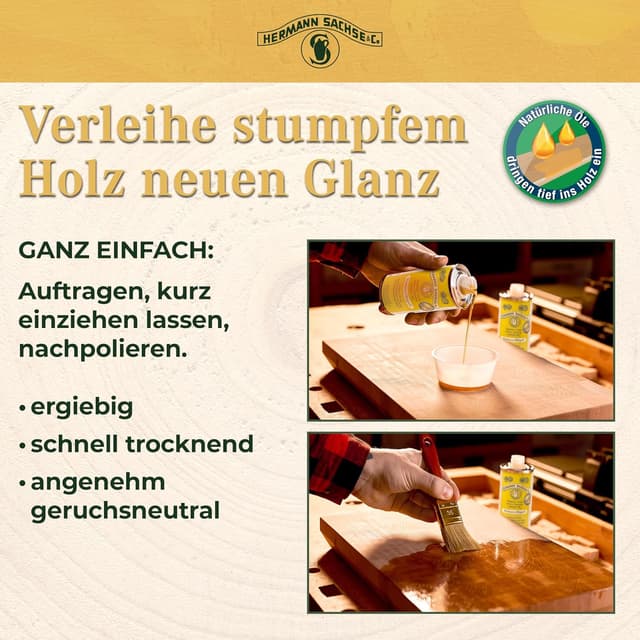 Thumbnail 4 de Hermann Sachse Huile d'entretien pour bois de noyer 250 ml 🪵