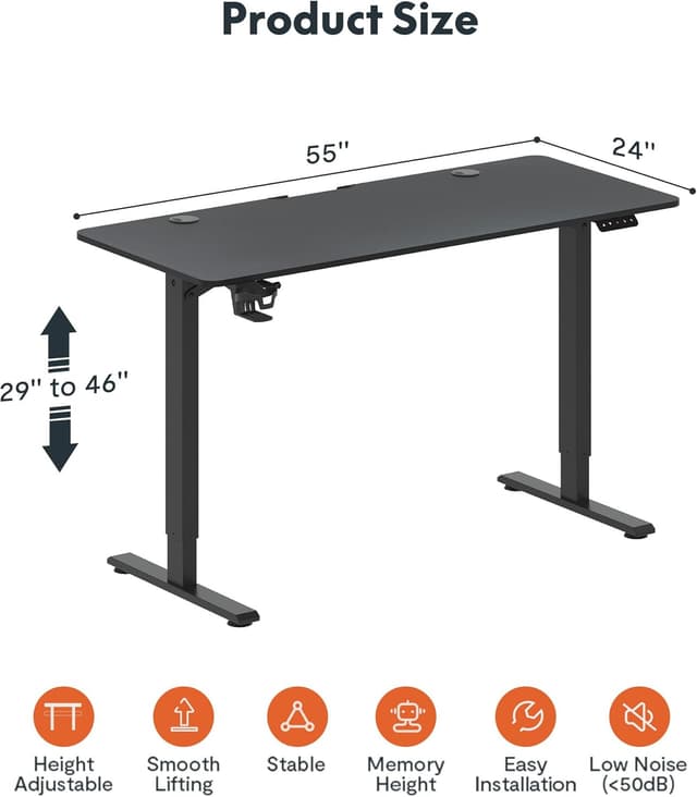 Detalle 2 de SANODESK Escritorio Elevable Eléctrico 140x60cm 🖥️, Ajustable y Práctico