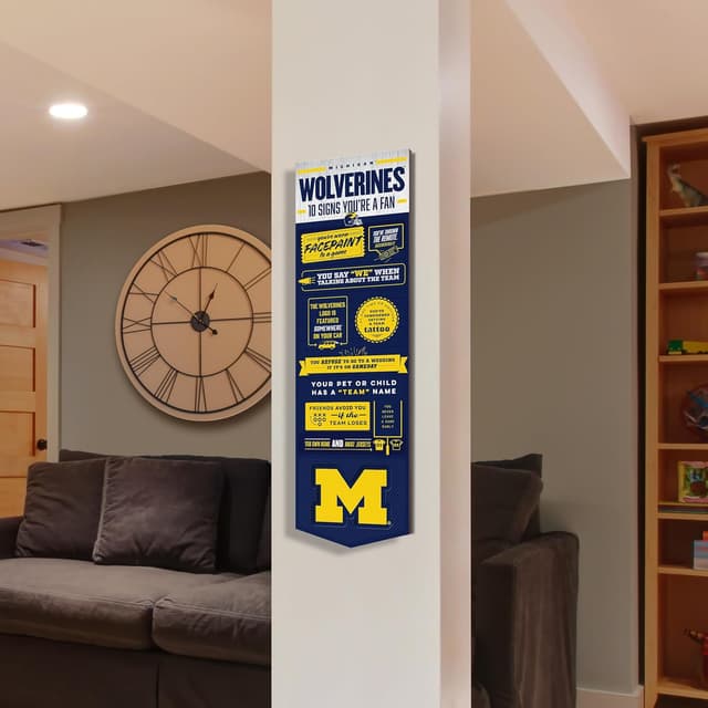 Detalle 2 de YouTheFan Officially-Licensed NCAA 6x19 Top 10 Signs Banner (3D, Floating Wall Mount) for Indoor Team Wall Decor