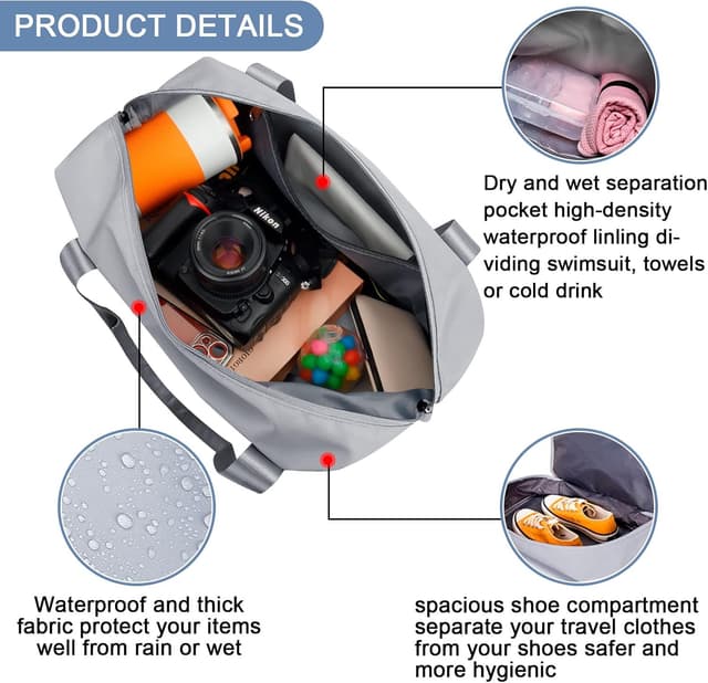 Detalle de CS COSDDI 29L Travel Duffel Bag with Trolley Sleeve and Separate Dry & Wet Compartment