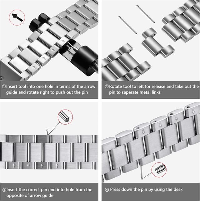 Detalle de Netolo Metal Straps stainless steel business band for Apple Watch (46mm/45mm/44mm/42mm compatible)