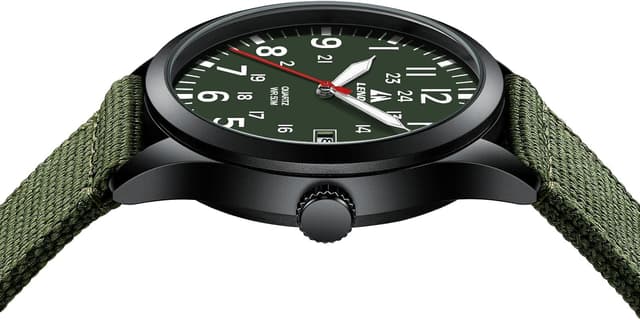 Detalle de LN LENQIN Men’s Military Analog Quartz Watch with Date & Nylon Strap (Waterproof to 3 ATM)
