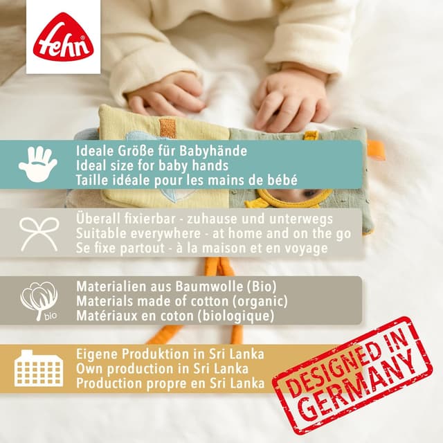 Detalle 2 de Fehn Schaf Natur Stoffbuch für Babys ab Geburt
