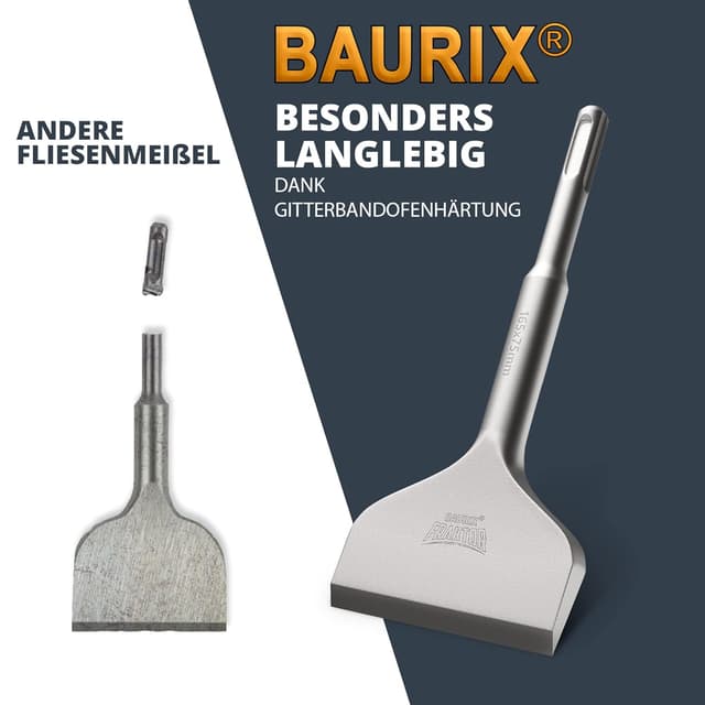 Detalle de BAURIX Scalpello SDS Plus FRAKTOR per rimozione piastrelle e adesivi (42CrMo, 165 x 75 mm)