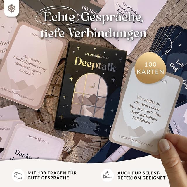 Detalle 2 de LEBENSKOMPASS Deeptalk Kartenspiel 100 Karten