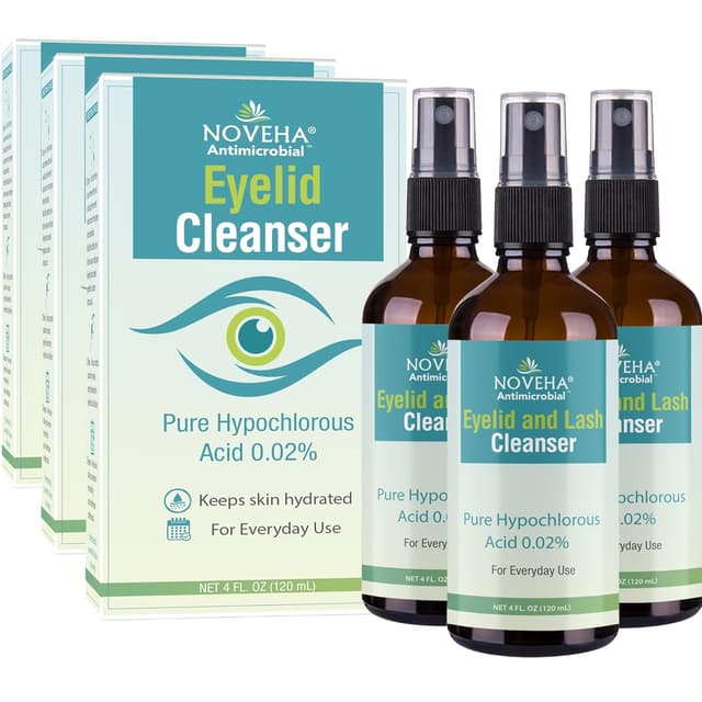 Detalle de NOVEHA Eyelid Cleanser Hypochlorous Acid Spray (4oz, 3-Pack) for Stye Relief and Gentle Daily Lid Cleaning