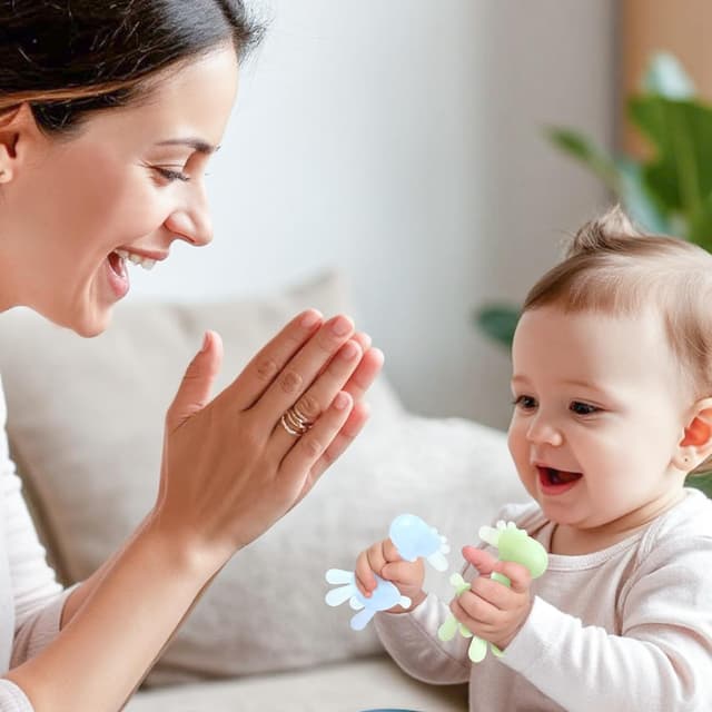 Detalle de TYRY.HU Beißring aus Silikon (2er-Set) mit Kühl-Effekt – Hirsch-Kauspielzeug für die Zahnung