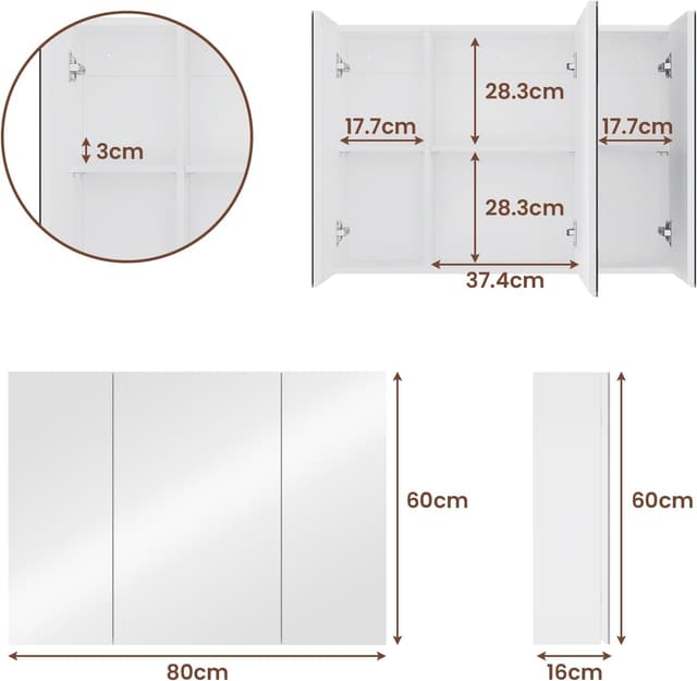 Detalle 2 de DICTAC armoire de salle de bain 80×60×16