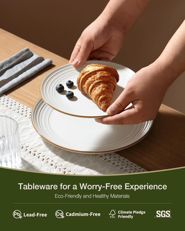 Detalle de Famiware Jupiter 18-Piece Stoneware Dinnerware Set (Service for 6) in White