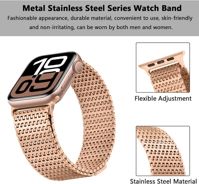 Detalle de Anlinser Magnetic Stainless Steel Apple Watch Strap (Rose Gold) for 42mm/41mm/40mm/38mm