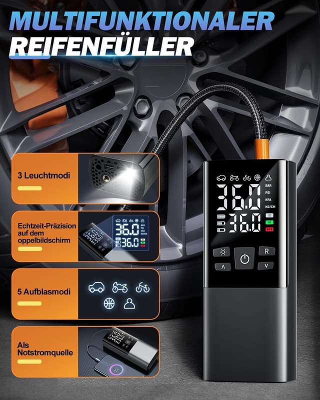 Detalle 2 de Kabellose Luftpumpe 6000mAh 150 PSI