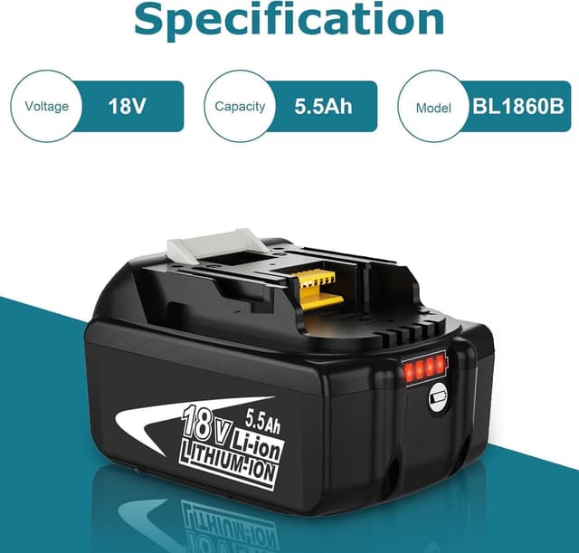 Detalle 2 de Lot de 2 batteries Dosctt 18 V 5,5 Ah (BL1850B) compatibles Makita BL1850B/BL1860B