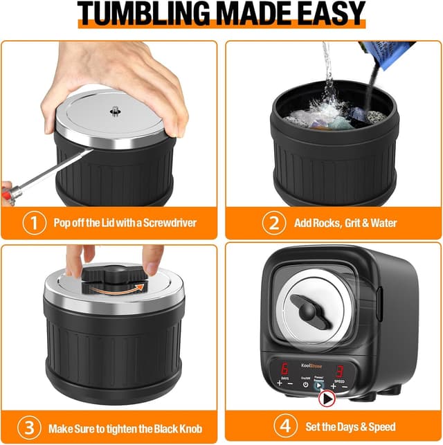 Detalle 2 de KoolStone C1 Pro Max 3 lb Rock Tumbler 🛠