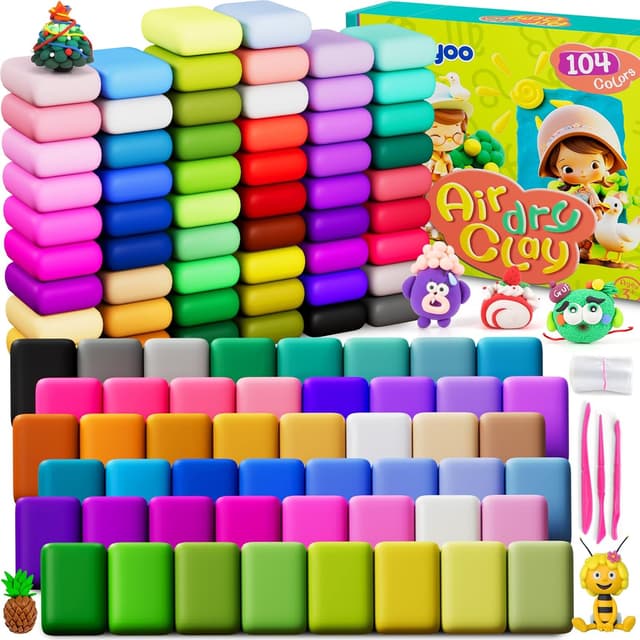 Detalle de Ixiaoyoo Air Dry Clay Kit (104-colour magic clay) with tools for kids’ DIY modelling