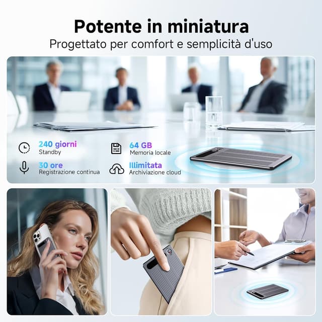 Thumbnail 4 de NUASI Registratore Vocale AI 64GB per interviste 🎙