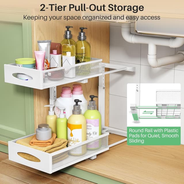 Detalle de Under Sink Organizer 2-Tier Pull-Out Shelves
