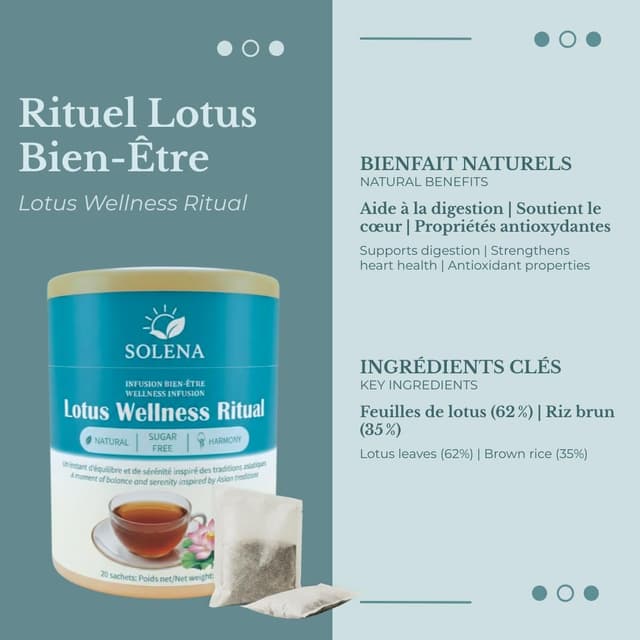 Detalle de SOLENA Rituel Digestion & Perte de Poids aux feuilles de lotus – tisane sans caféine en sachets (20)