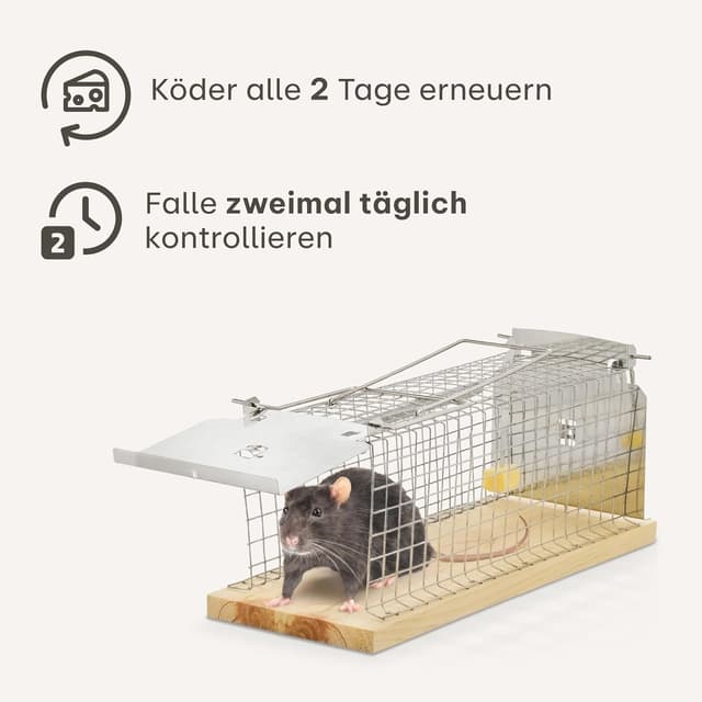 Thumbnail 6 de Praknu Lebendfalle für Ratten und Mäuse, 30 cm aus FSC®-Holz – wiederverwendbar & tierfreundlich