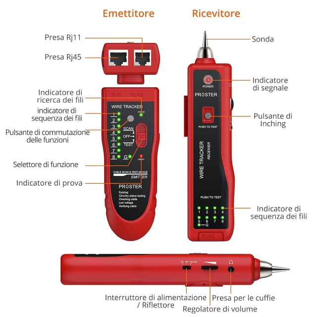 Thumbnail 1 de Proster Tester Cavo RJ45 RJ11 1 kit 📡
