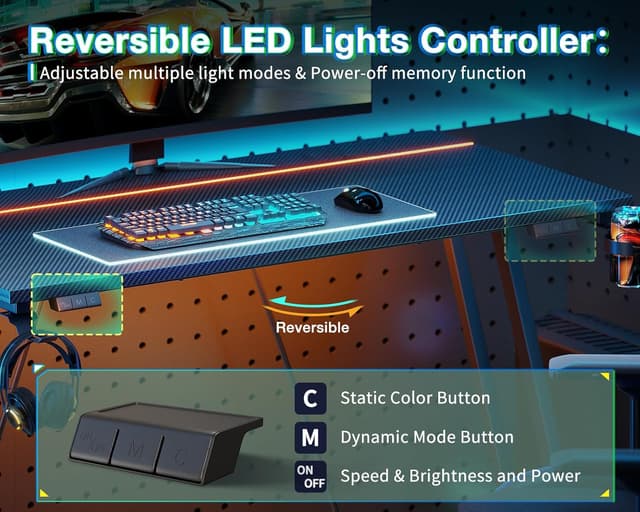 Detalle 1 de ODK Gaming Desk LED 100 cm