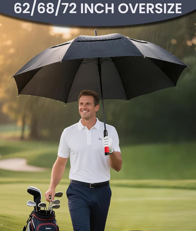 Detalle de SIEPASA Automatic Open Golf Umbrella (Extra Large, Double Canopy, Windproof & Waterproof)