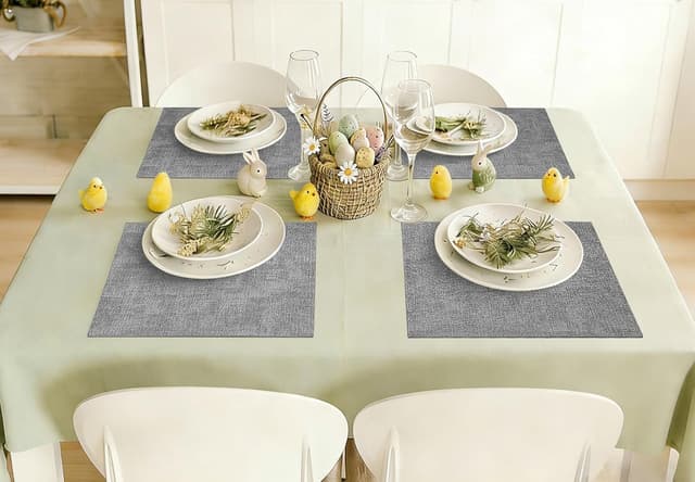 Thumbnail 6 de homing Faux Leather Heat Resistant Placemats (6-Pack) — Waterproof, Wipeable Dining Place Mats in Light Grey