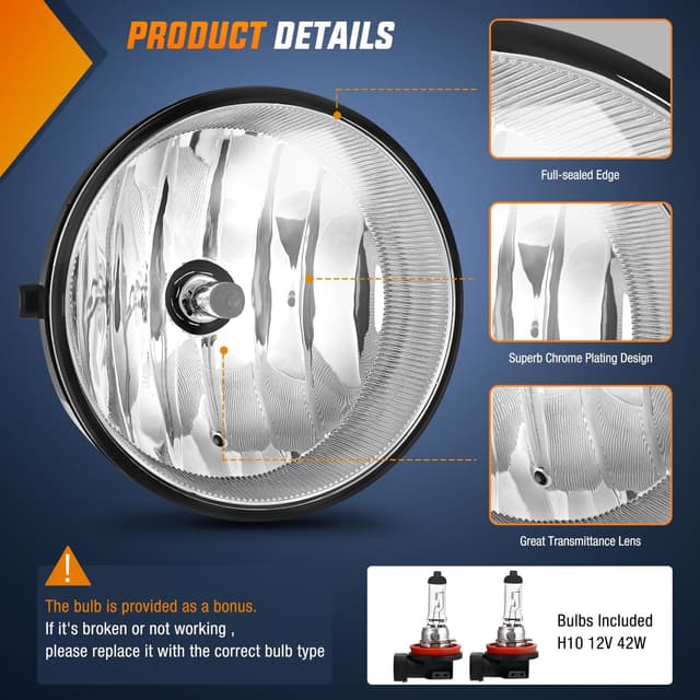 Detalle de Nilight Fog Light Assembly (H10 42W) Replacement for Toyota Tacoma, Tundra, Sequoia, and Solara