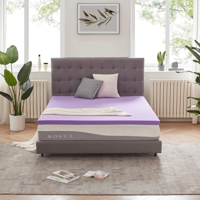 Detalle de SINWEEK 2 Inch Gel Memory Foam Mattress Topper (Full Size) — Ventilated Soft Pressure Relief