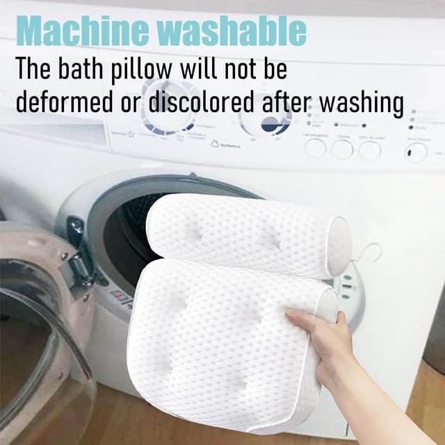 Detalle de Badewannenkissen aus weichem Memory-Schaum mit SculifyVita 4D-Belüftung, rutschfest (6 Saugnäpfe) – Weiß