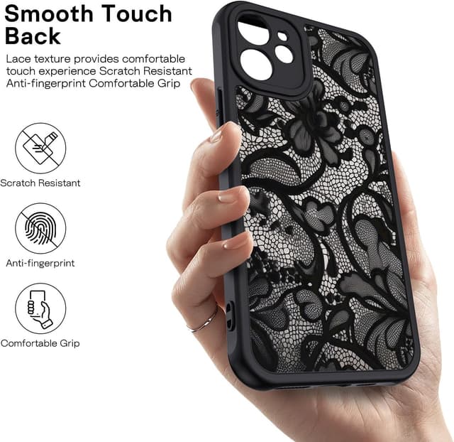Detalle 2 de XTCASE Cover per iPhone 11 con motivo vintage in pizzo, TPU e PC antiurto opaca