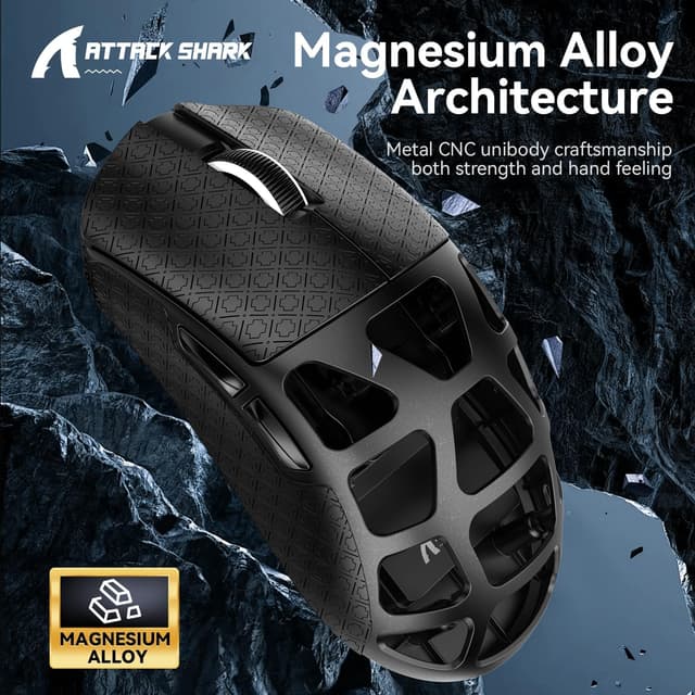 Detalle de ATTACK SHARK R3 Magnesiumlegierungsmaus – ultraleicht (46 g), kabellos 8K/2.4 G & BT sowie kabelgebunden, PixArt PAW3395 bis 26.000 DPI