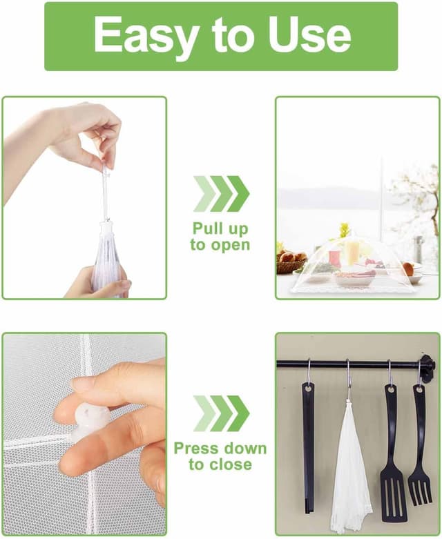 Detalle de Lauon Large Food Cover 6-Pack Mesh Food Tent, 17x17 White Nylon Covers