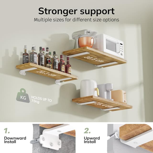 Detalle de WELDUN lot de 6 supports d’étagère flottante (30 cm) en métal blanc, charge 75 kg